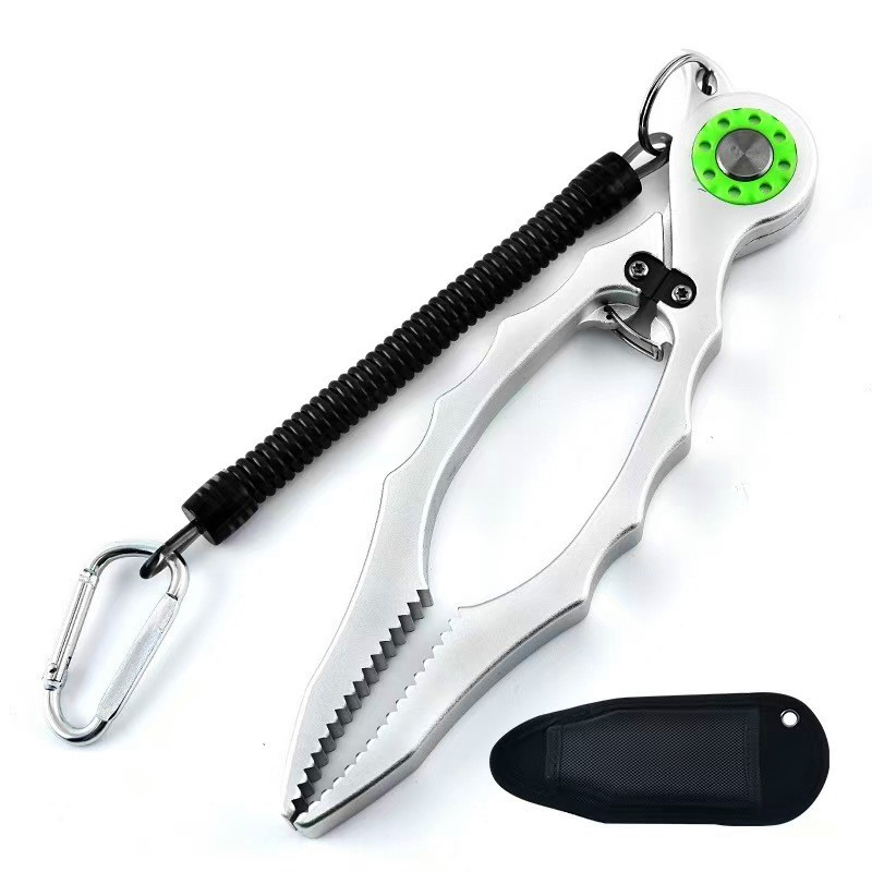 Fishing Line Cutter - 多機能ステンレス製ハサミ、鋭利な刃のカッター、携帯用魚掴み器、釣り用リップグリップ、ストラップ付き。